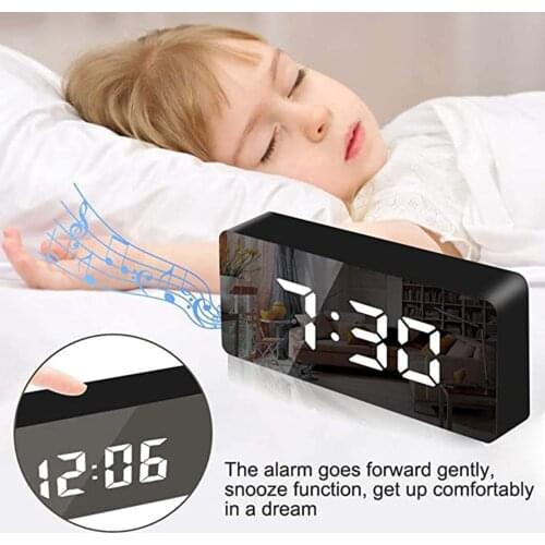 Digital Alarm Clock Big Screen Led Bedside Alarm Clock Mirror Clock Snooze Alarm Dual Alarms With Snooze Function 40