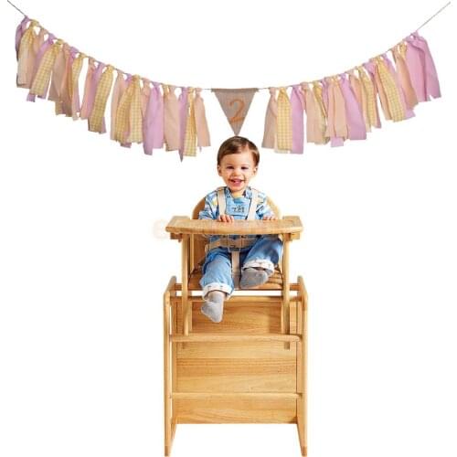 MagiDeal Kids Baby Toddle Birthday Baby Shower Christening Party Highchair Banner Rag Tied Home Party Peppa Wall Garlands