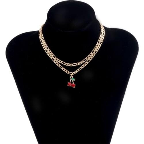 Hot Selling Jewelry With Simple And Creative New Product Glass Rhinestone Hand And Foot Necklace Cherry Set Necklace For Female