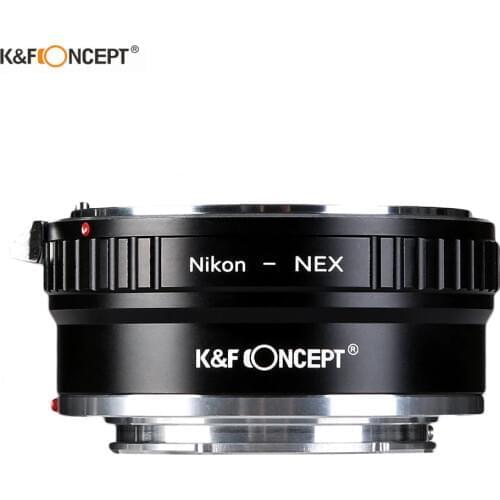 K&F Concept Lens Mount Copper Adapter Ring Compatible for Nikon AI Lens to for Sony NEX E-Mount Camera Body