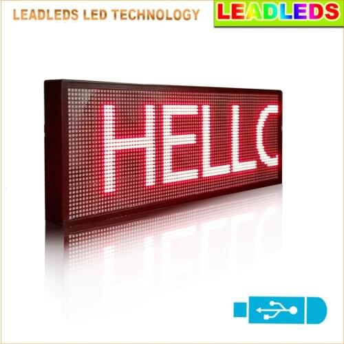 Leadleds 30"x11" Red Multi-line Usb Programmable Scrolling Message Led Display Board for Business Advertising