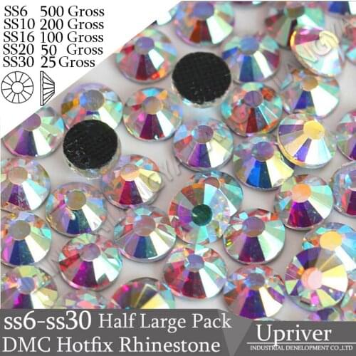 Upriver Half Large Packing Loose Flatback ss6 - ss40 Crystal AB DMC Hotfix Rhinestones For Wedding Dresses