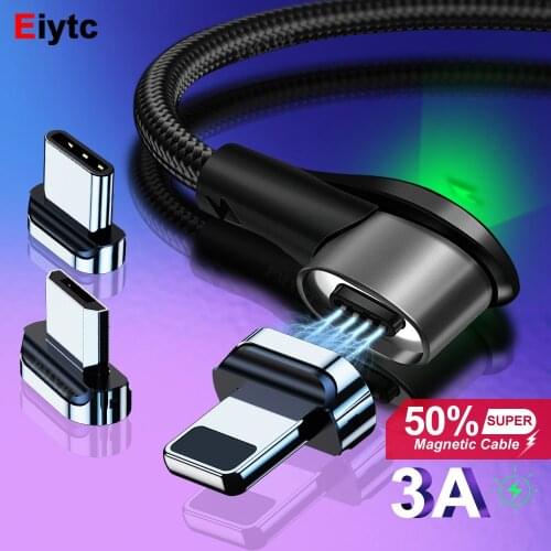 3A Fast Charging Magnet Data Cord Magnetic Type C Micro USB Cable For iPhone Xiaomi Mobile Phone Charger Quick Charge USB Cable