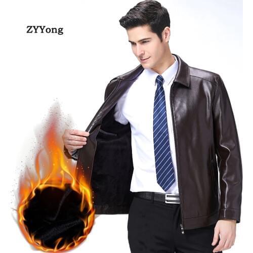 Leather Jacket Men Spring Autumn WinterCasual Business Jacket Middle Aged Men jaqueta masculina de couro