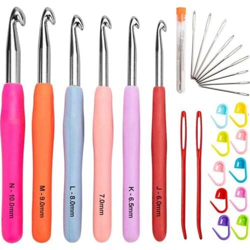 Crochet Hook Set Ergonomic Large Crochet Hooks Yarn Needles Soft Handles Jumbo Aluminum Crochet Hook for Beginners