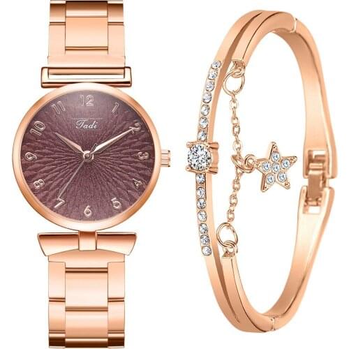 Womens Minimalist Watch and Bracelet Set Durable Adjustable Scratch Resistant Comfortable to Wear for Daily Life d88