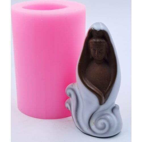 New Avalokitesvara Buddha Candle Wax Mold Decorated Resin Craft Silicone Molds Gypsum Concrete Statue Mould