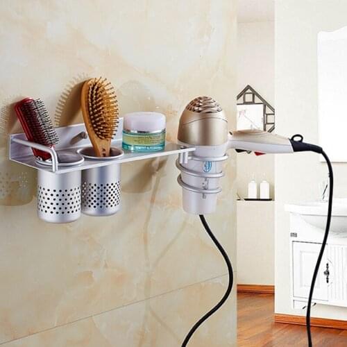 New Iron hair dryer rack bathroom storage stand free punching frame home wall mounted fan holder #0806