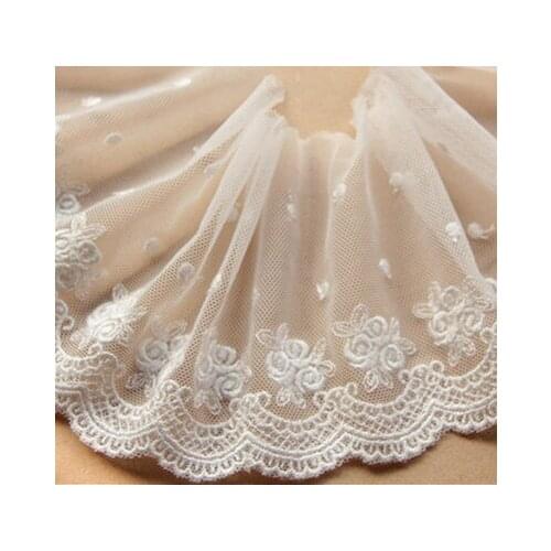New Style 9cm White Rose Embroidery Lace tape trim for DIY garment accessory