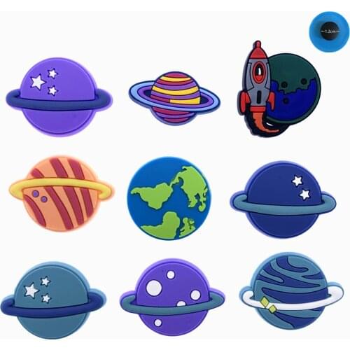 Single Sale 1PCS Colorful Planet Hole Slipper Accessories Earth Moon Shoes Charms Lovely Garden Shoe Buttons Kids Party Gifts