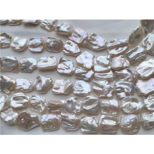 DIY Necklace Natural Freshwater Pearls, 14-16MM Size Irregular Shape Pearl Strand Loose Unique Baroque Pearls for Women