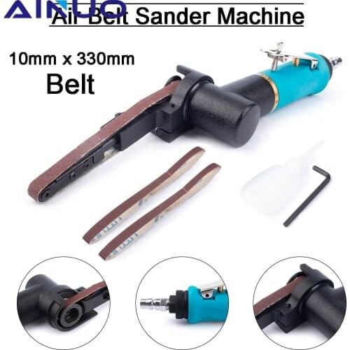1/4" Air Belt Sander Air Angle Grinding Machine with Sanding Belts for Air Compressor Sanding Pneumatic Tool 10mm x 330mm