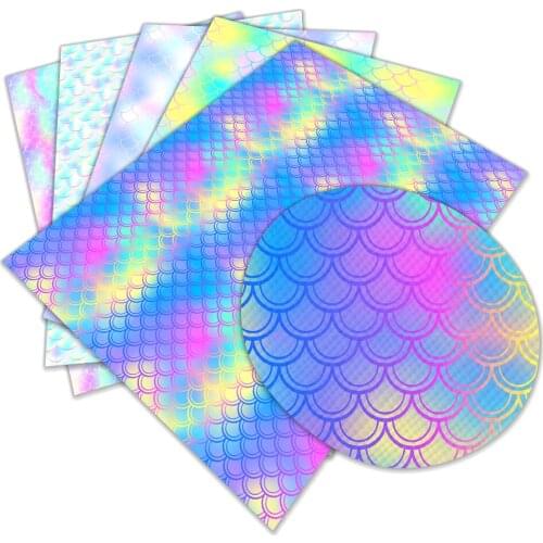 Colorful Rainbow Unicorn Pattern Printed Faux Synthetic Leather 30*136cm for Bow Centers DIY Decoration Earring Gift