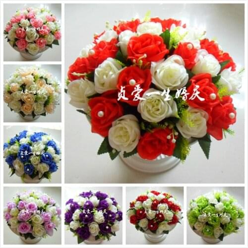Wedding Flower decoration Roman Pillar Flower Road Lead Flower With Pearls Wedding Decoration 12pcs/lot