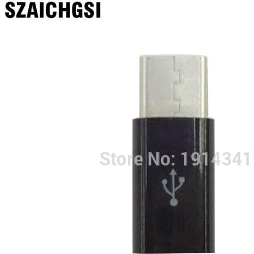 SZAICHGSI black Micro usb to type c Adapter USB C Cable Charger for Macbook xiaomi USB 3.1 Type-c Adapter color wholesale 100pcs