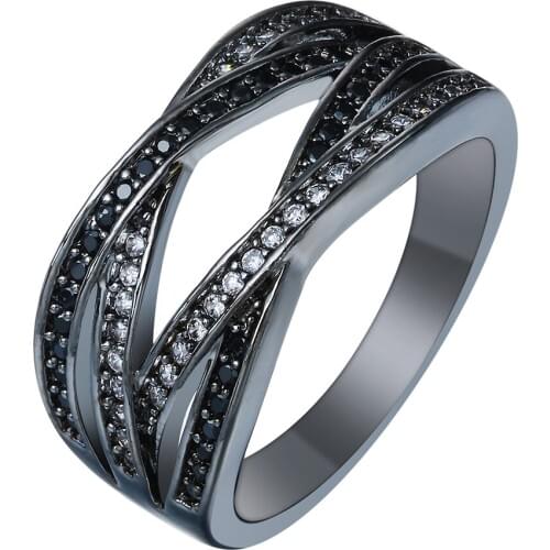 Vintage black gun promise Rings white black zircon new fashion jewelry gift princess czech zircon Engagement Ring for women