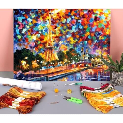 Mysterious Night In Paris Printed 11CT Cross Stitch Embroidery Full Kit DMC Threads Hobby Craft work Handiwork Promotions