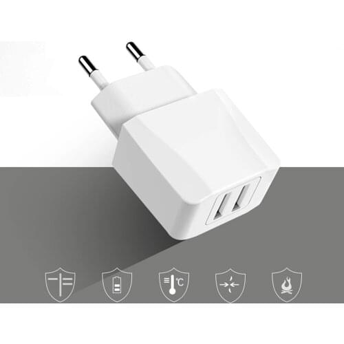 5V2.1A Dual USB Charger, Mobile Phone EU Charger Plug Travel Wall Charger Adapter For iPhone iPad Samsung Xiaomi Phone Charger