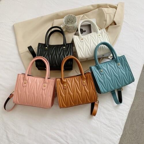 Womens Bag Fashion Geometric Embossing PU Leather Chain Shoulder Crossbody Bag Ladies Casual Top-handle Solid Color Handbags