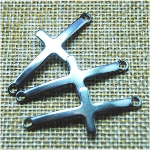10pcs Stainless steel connectors cross shape for womens bracelets connectors making accessories 304 steel silver colors