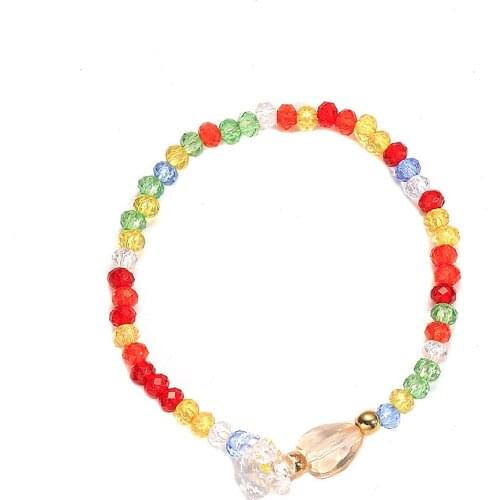 Korean version of simple flower rhinestone bracelet ins style summer color beaded bracelet personality jewelry female