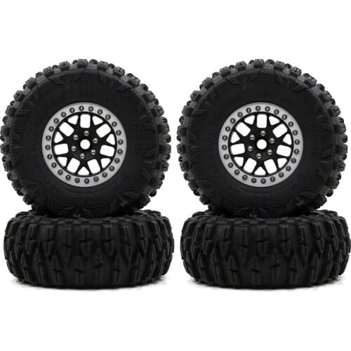 4Pcs Metal 2.2 Beadlock Wheel Rim Tires Set for 1/10 RC Crawler Car Axial SCX10 RR10 Wraith 90048 YETI Traxxas TRX-4