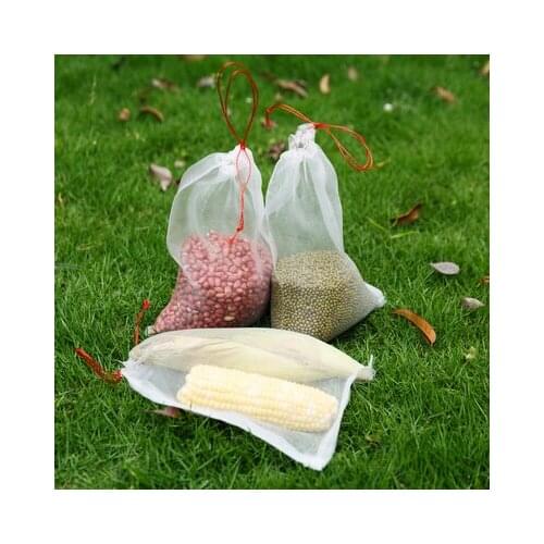 50pcs/set Supermarket Drawstring Reusable Protection Bag For Seeds Soaking Germination Fruit Mesh Bags Garden Vegetables Nylon