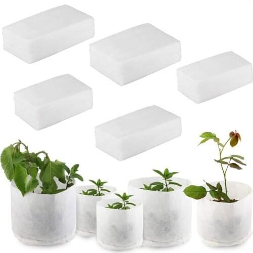 500PCS 5Size Biodegradable Non-Woven Nursery Bag Solid Plant Grow Bag Seed Starter Fabric Seedling Pot Plant Pouch Garden Supply
