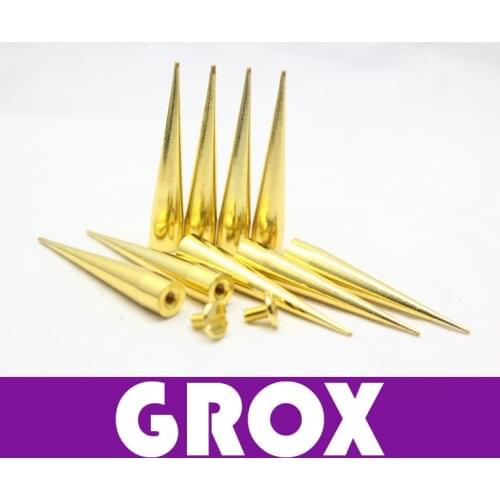 7mm*40mm Gold Conical Metal Screw Back Spike Studs Punk Rock Rivets Nailheads Free Shipping Wholesale High Quality