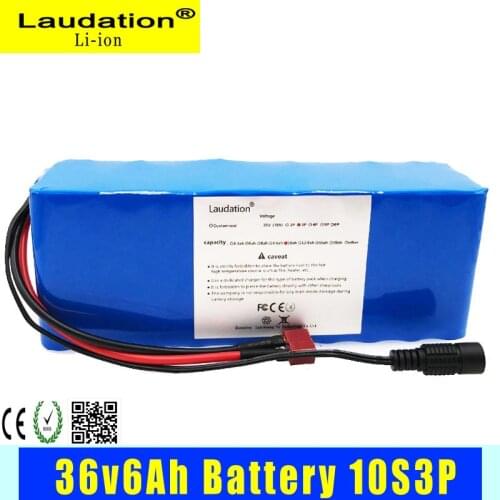 36v Battery Pack 6ah BMS 10S 3P 36V6ah 350W High Power and Capacity 42V 18650 Battery Pack Electric Car Bicycle Electric Scooter
