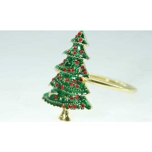 Free shipping christmas tree napkin ring, bulk napkin holder for holidays 12 pcs qn19090401