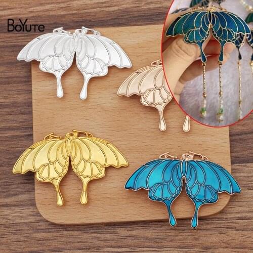 BoYuTe (10 Pieces/Lot) 59*39MM Alloy Butterfly Materials Handmade DIY Jewelry Accessories for Ancient Palace Hair Jewelry Making