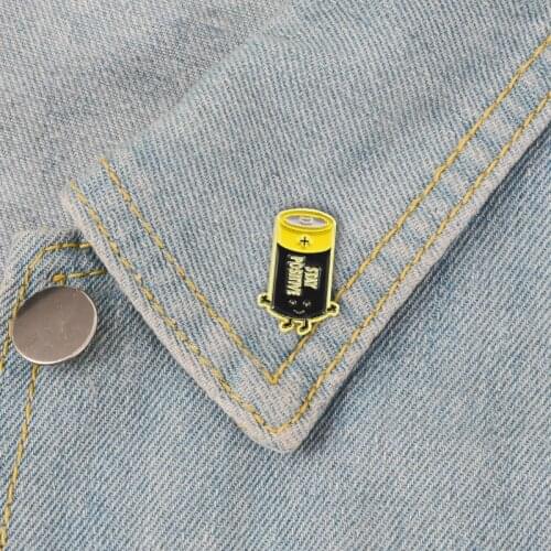 New REMAIN POSITIVE battery brooch beautiful yellow black cartoon battery brooch will walk the battery children cartoon saving b