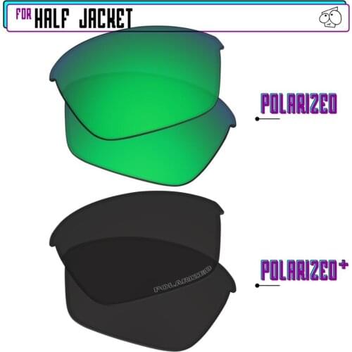 EZReplace Polarized Replacement Lenses for - Oakley Half Jacket Sunglasses - Black P Plus-Green P