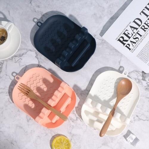 Kitchen Spoon Shelf Organizer Holders Fork Spatula Rack Spoon Rest Chopsticks Holder Non-slip Spoons Pad Plastic Kitchen Utensil