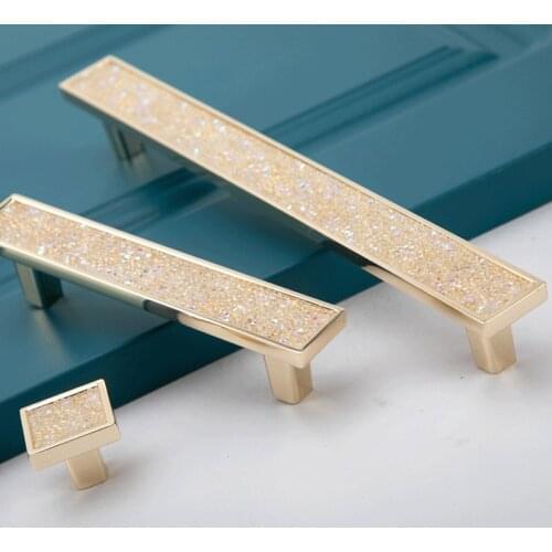 MFYS 3.78'' 5'' Crystal Cabinet Pulls Handles Zinc Alloy Drawer Knob Gold Wardrobe Dresser Pull Light Luxury Furniture Hardware