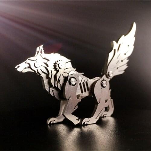 [MGT]Modern Abstract Metal Wolf Statue Ornaments Home Decoration Accessories Gift Geometric Metal Wolf Sculpture