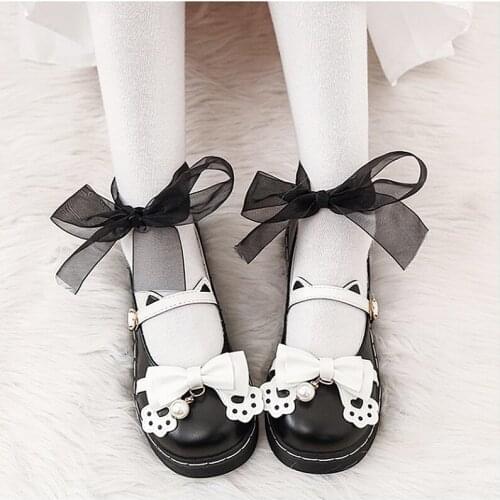 Sweet Lolita shoes kids 2021 new autumn Lolita shoes bow flat bottom uniform JK shoes cute Mary Jane Shoes girls shoes