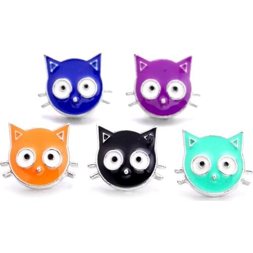 Cat Mini Buttons Charms 12mm Metal Snap Button for snap jewelry XH6015