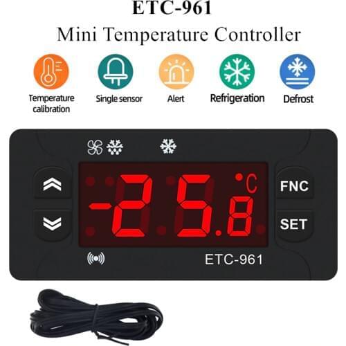 ETC-961 Mini Temperature Controller Microcomputer thermostats Digital Thermostat Refrigeration Alarm 220V NTC sensor 40% off