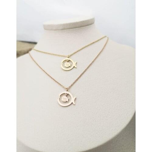 Fish 2020 fashion popular electrocardiogram pendant necklace women love shape necklace pendant jewelry steel accessories