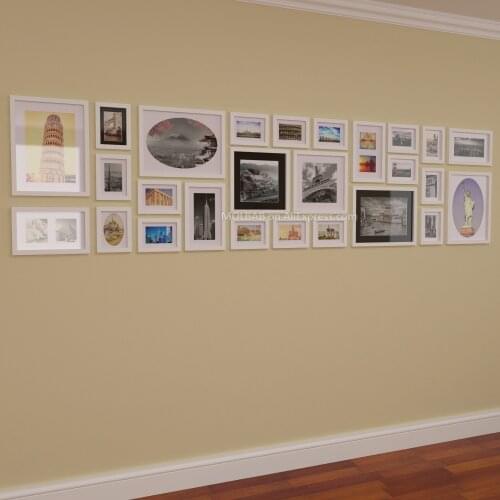 MOLBAB Large Wood Photo Frames Gallery Wall 26PCS/Set Modern Flat Moulding Border Various Wooden Picture Frame Mounts Home Decor