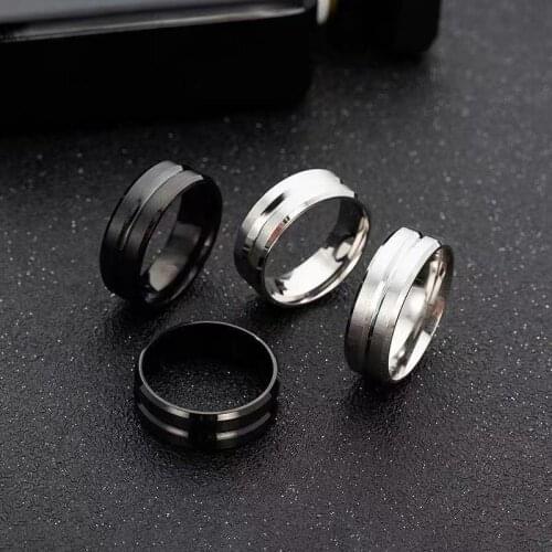 Mens wedding ring black pure 8MM stainless steel matte
