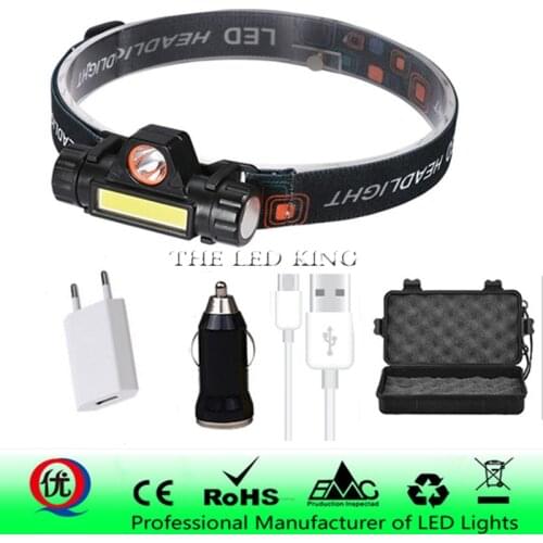 XPE + COB Portable mini LED Headlamp Built-in USB Rechargable 18650 Battery with Magnet Torch Camping Hiking Night Fishing Light
