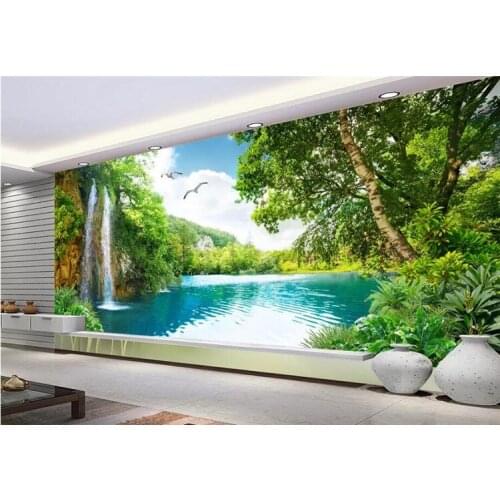 Customize any size 3D wall murals wallpaper living room, modern fashion Nature waterfall landscape tree 3d wallpaper