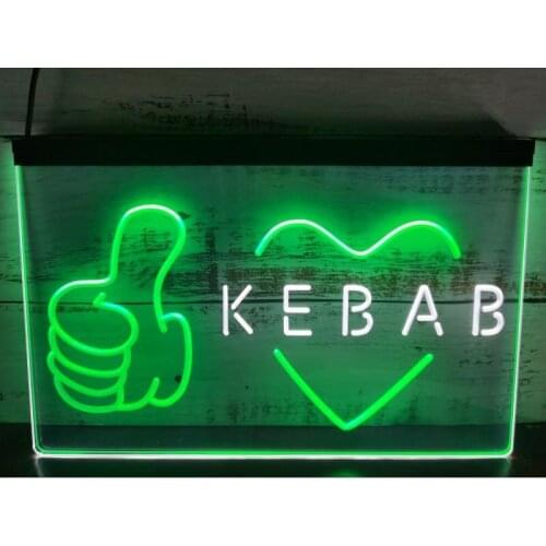 SS151 Kebab Restaurant Café Wall Décor Open Dual Color LED Neon Sign