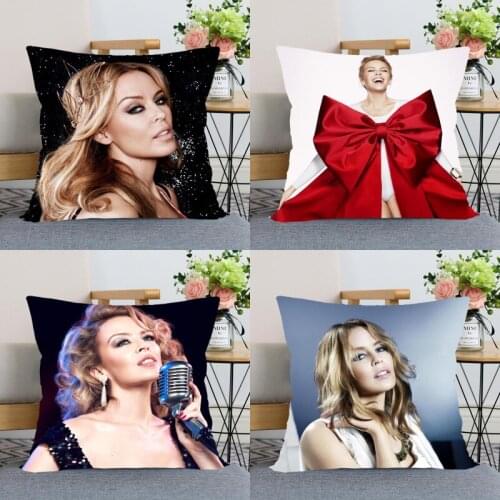 Custom Kylie Minogue Zipper Pillowcase Home Decoration Satin Fabric Square Pillowcase 40x40cm Bedroom Pillow Cover 0511
