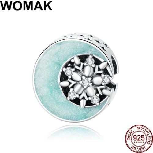 New 100% 925 sterling silver Snow Moonlight charm snowflake pendant fit bracelet beads enamel jewelry for women fashion jewelry