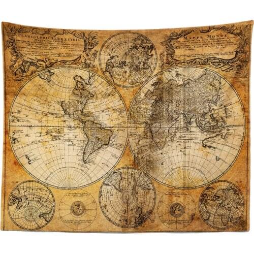 Mandala blanket world map tapestry vintage psychedelic wall hanging carpet polyester fabric trippy tapestry