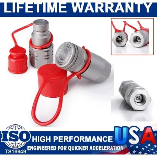 1/2"NPT Flat Face Hydraulic Quick Coupler Connect Coupling Set Bobcat Skid Steer
